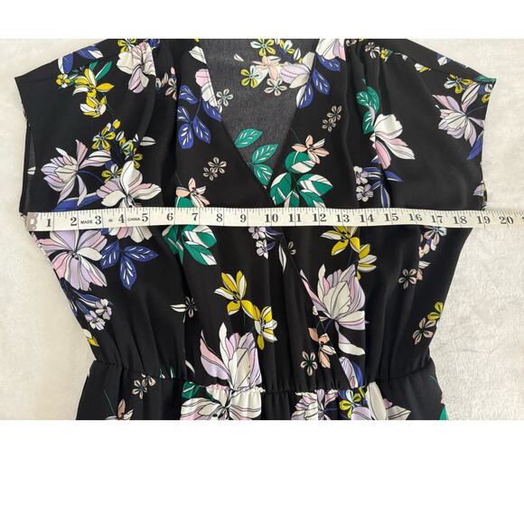 Halogen Black Floral Faux Wrap Midi Dress Size S - Picture 8 of 9